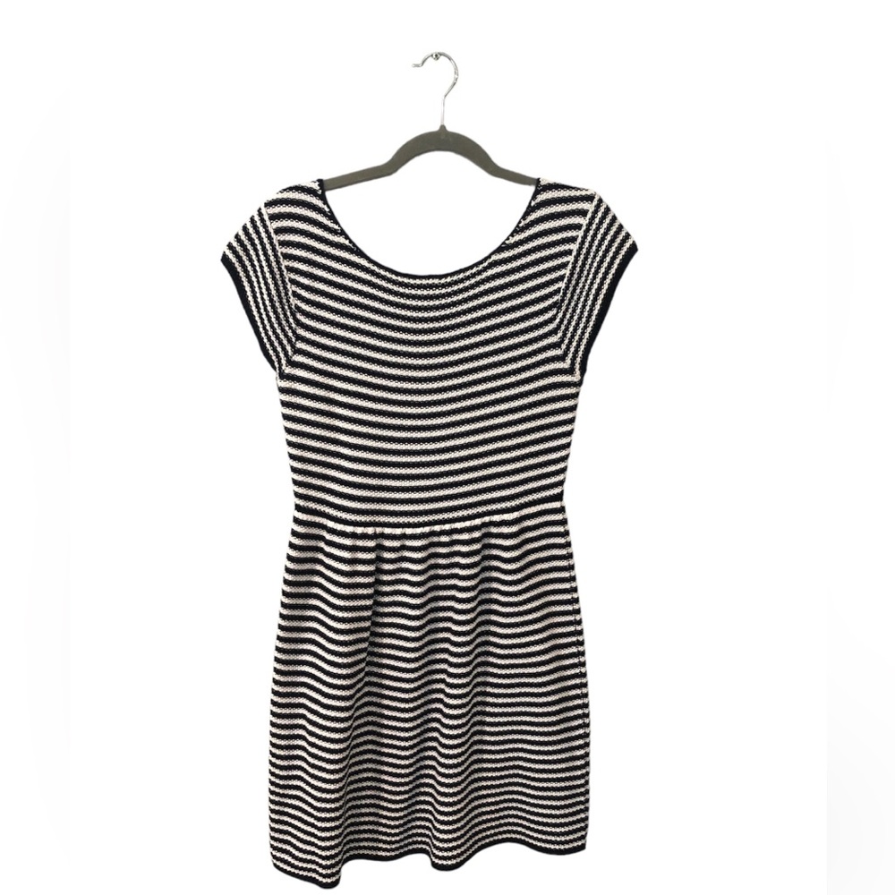 Tart Dress All Cotton Knit Scoop Neck and Low  Back Stripes Cap Sleeve